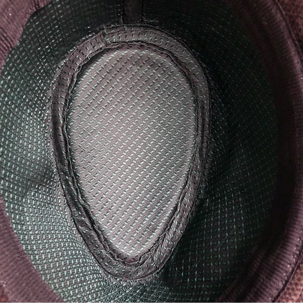 brown houndstooth trilby with emerald green ribbon - Picture 4 of 5